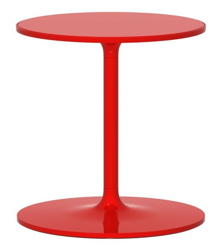 Roter Poppy Beistelltisch von Rexite: Moderner runder Tisch mit zentralem Standfuß für Wohnzimmer.